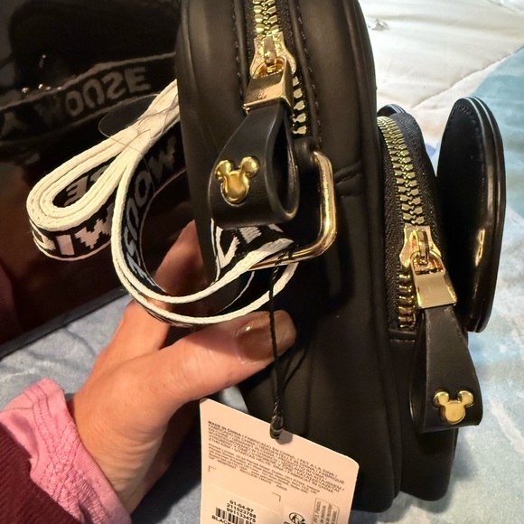 NWT Disney Mickey Mouse Black and White Crossbody Bag with Guitar Strap - Picture 6 of 6